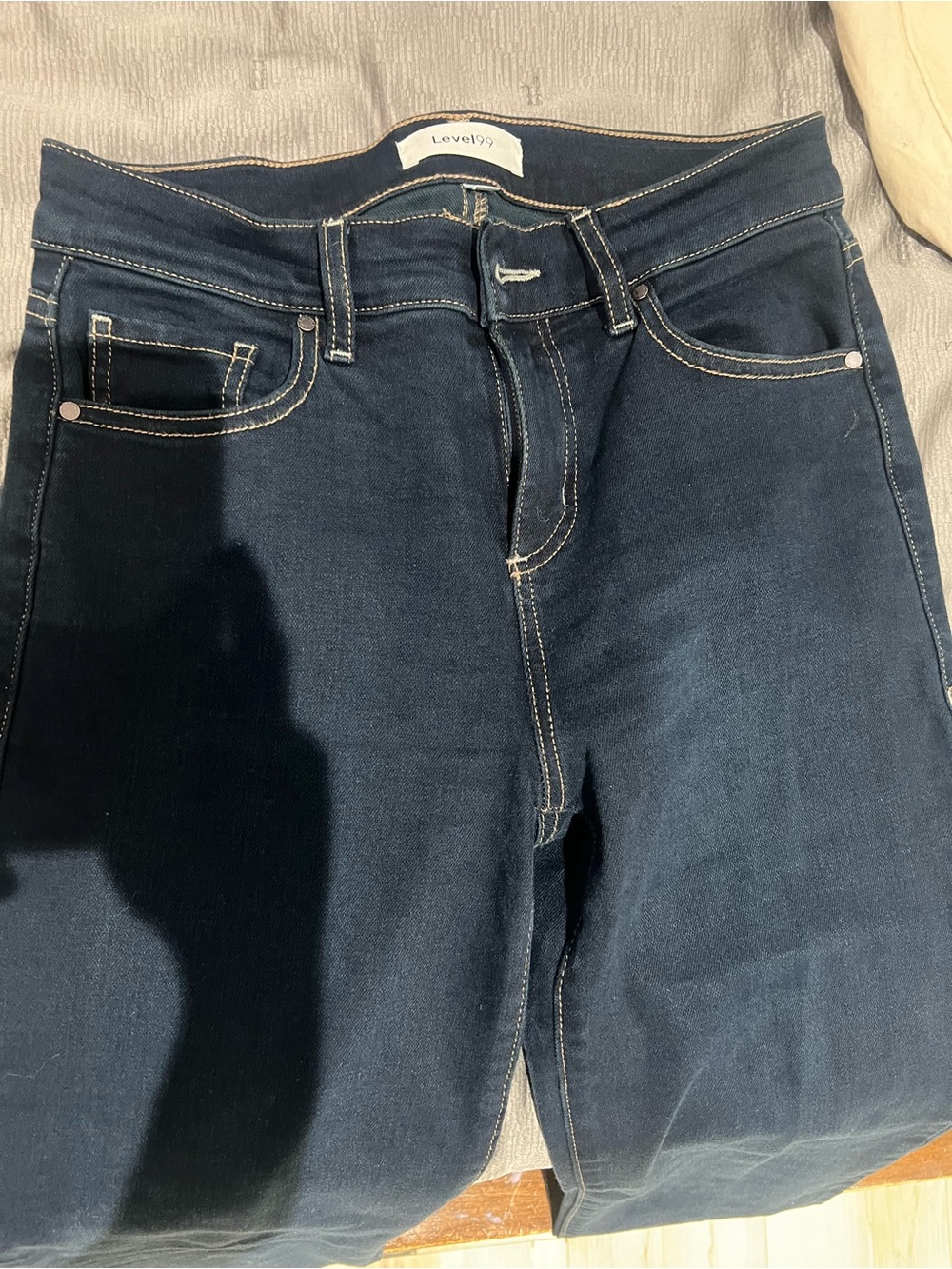 Level 99 Women’s Navy Skinny Jeans with Contrast Stitching